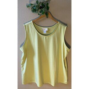 Susan Graver Tank Top Size 2X Lime Green Scoop Neck Stretch Shell Sleeveless